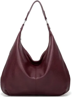 Hobo Tote Bag for Women Soft Faux Leather Shoulder Bag Retro Satchel Zipper Closure Handbag Large Capacity Purse