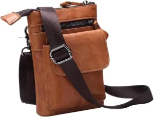 Homoyoyo Elegant Design Men's Leather Casual Pouch Bag Versatile Waist Bag for Business Travel and Leisure Activities