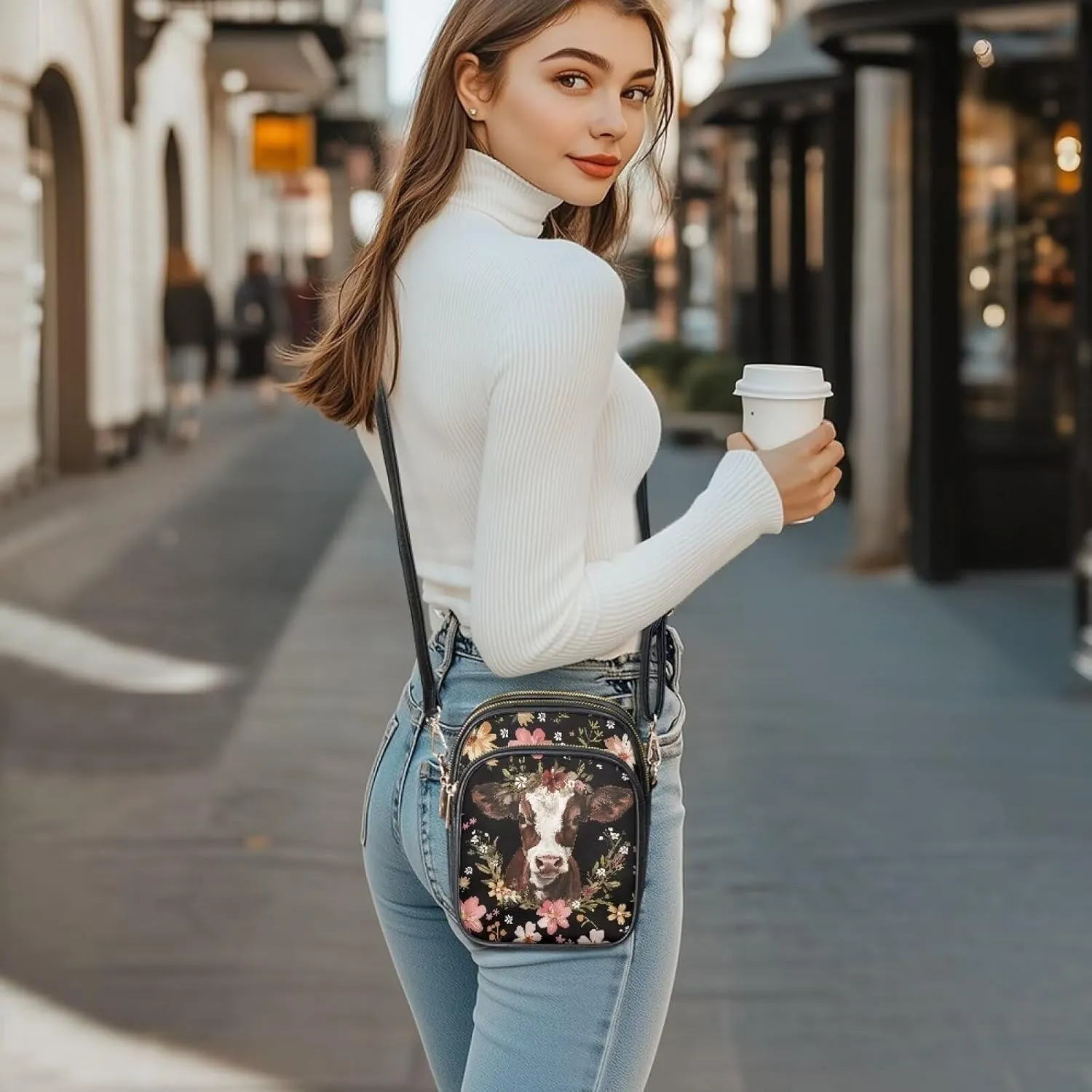 HUGS IDEA Leather Crossbody Bags for Women Trendy Leather Purse Shoulder Handbag for Work