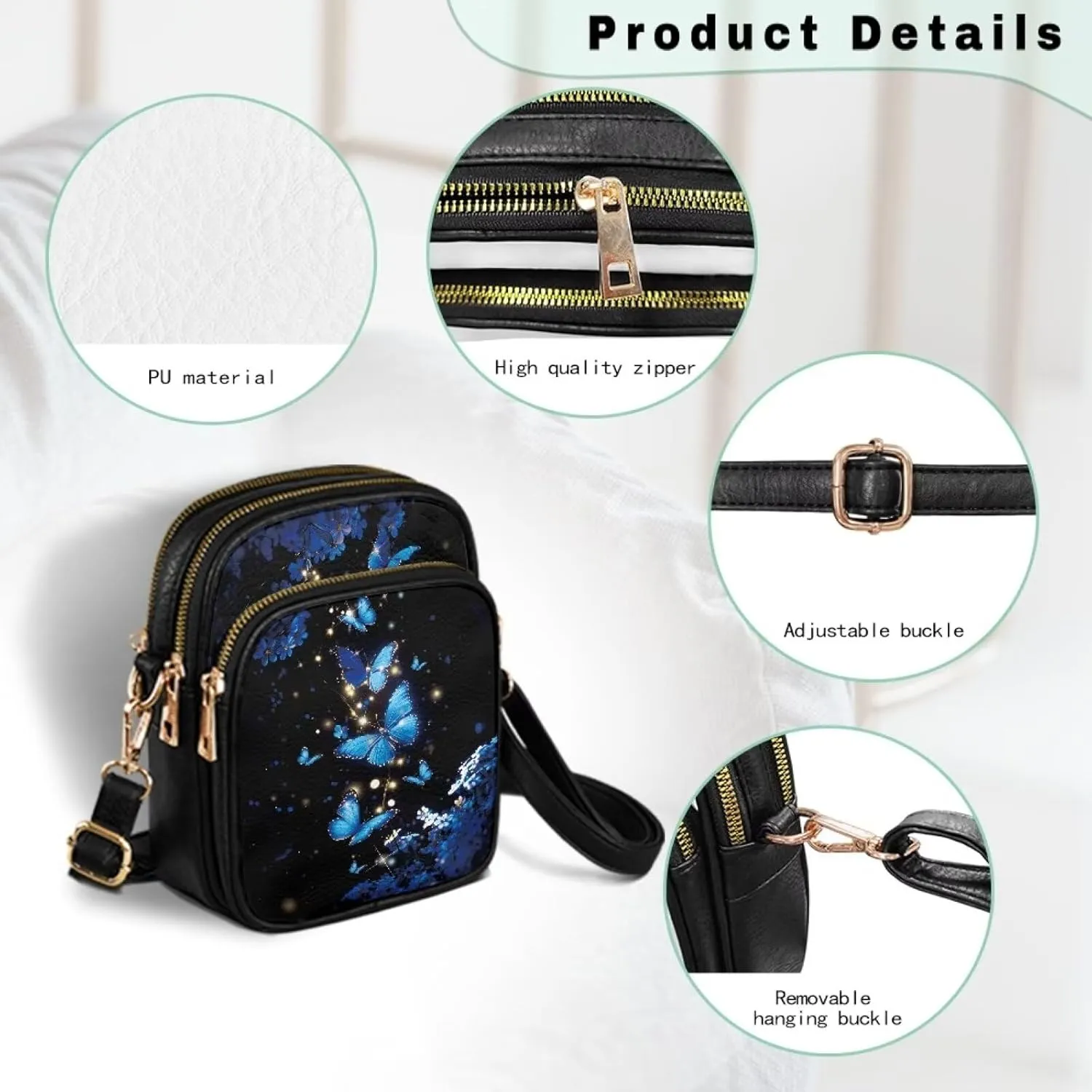 HUGS IDEA Leather Crossbody Bags for Women Trendy Leather Purse Shoulder Handbag for Work