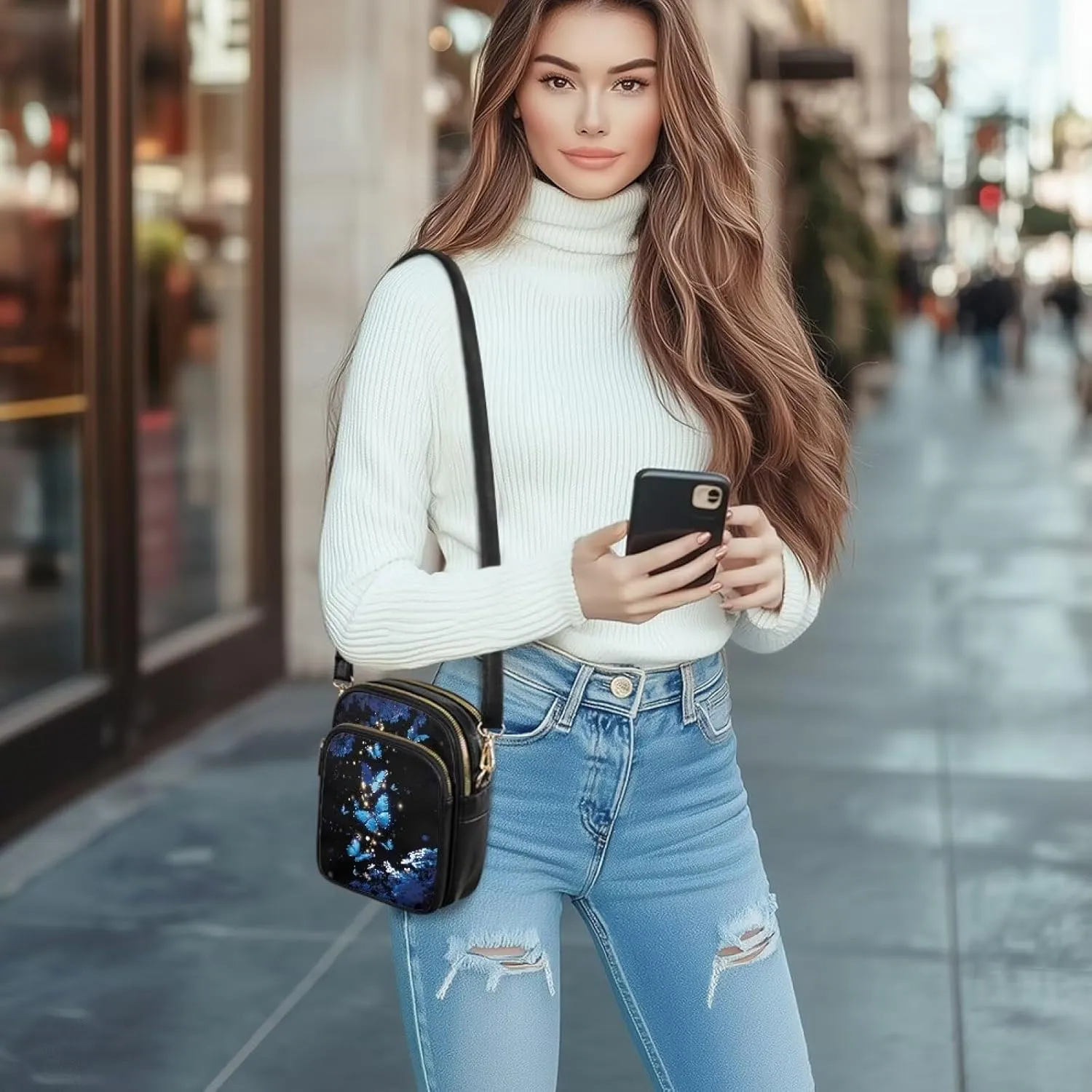 HUGS IDEA Leather Crossbody Bags for Women Trendy Leather Purse Shoulder Handbag for Work