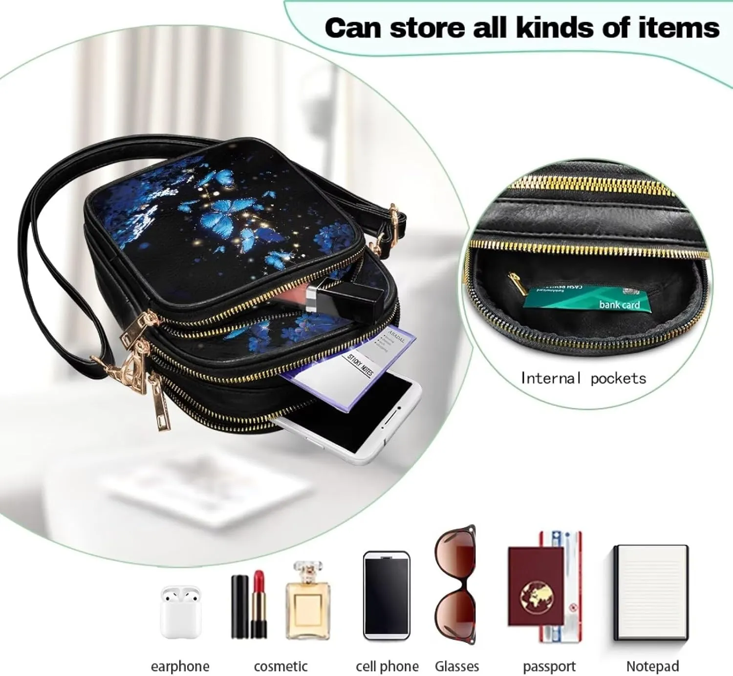 HUGS IDEA Leather Crossbody Bags for Women Trendy Leather Purse Shoulder Handbag for Work