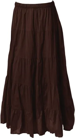 Indian Trendy Women's Summer Long Cotton Maxi Mopping Tiered Skirt Elastic High Waisted Dress