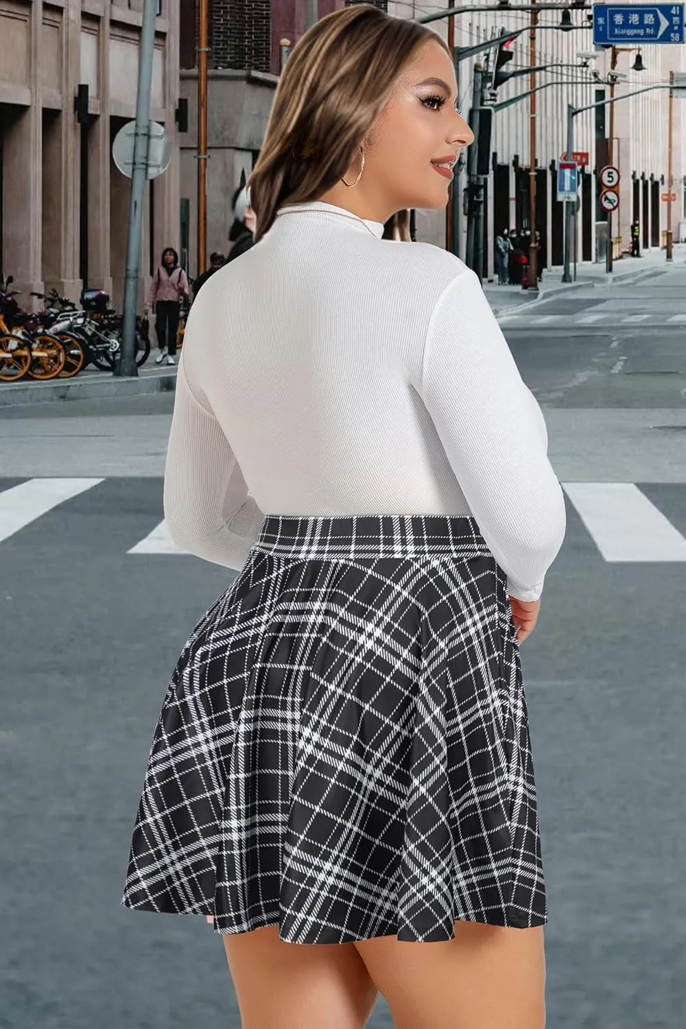 JOELLYUS Plus Size Skirts for Women Summer Pleated Mini Skirt Casual Flowy High Waisted Womens Short Skirts