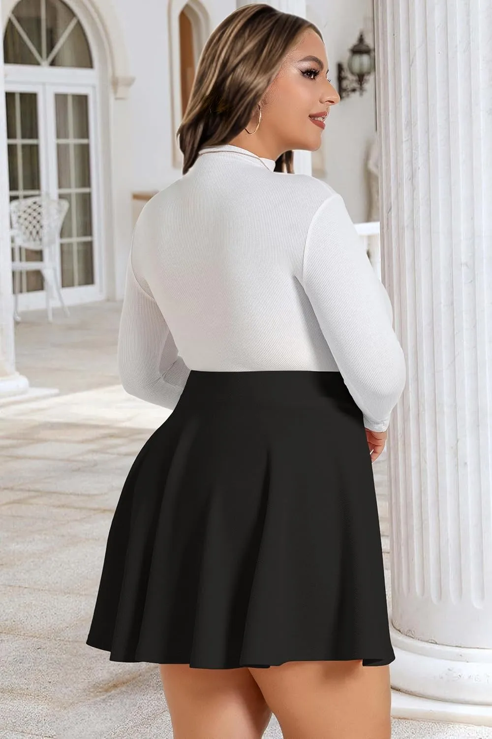 JOELLYUS Plus Size Skirts for Women Summer Pleated Mini Skirt Casual Flowy High Waisted Womens Short Skirts
