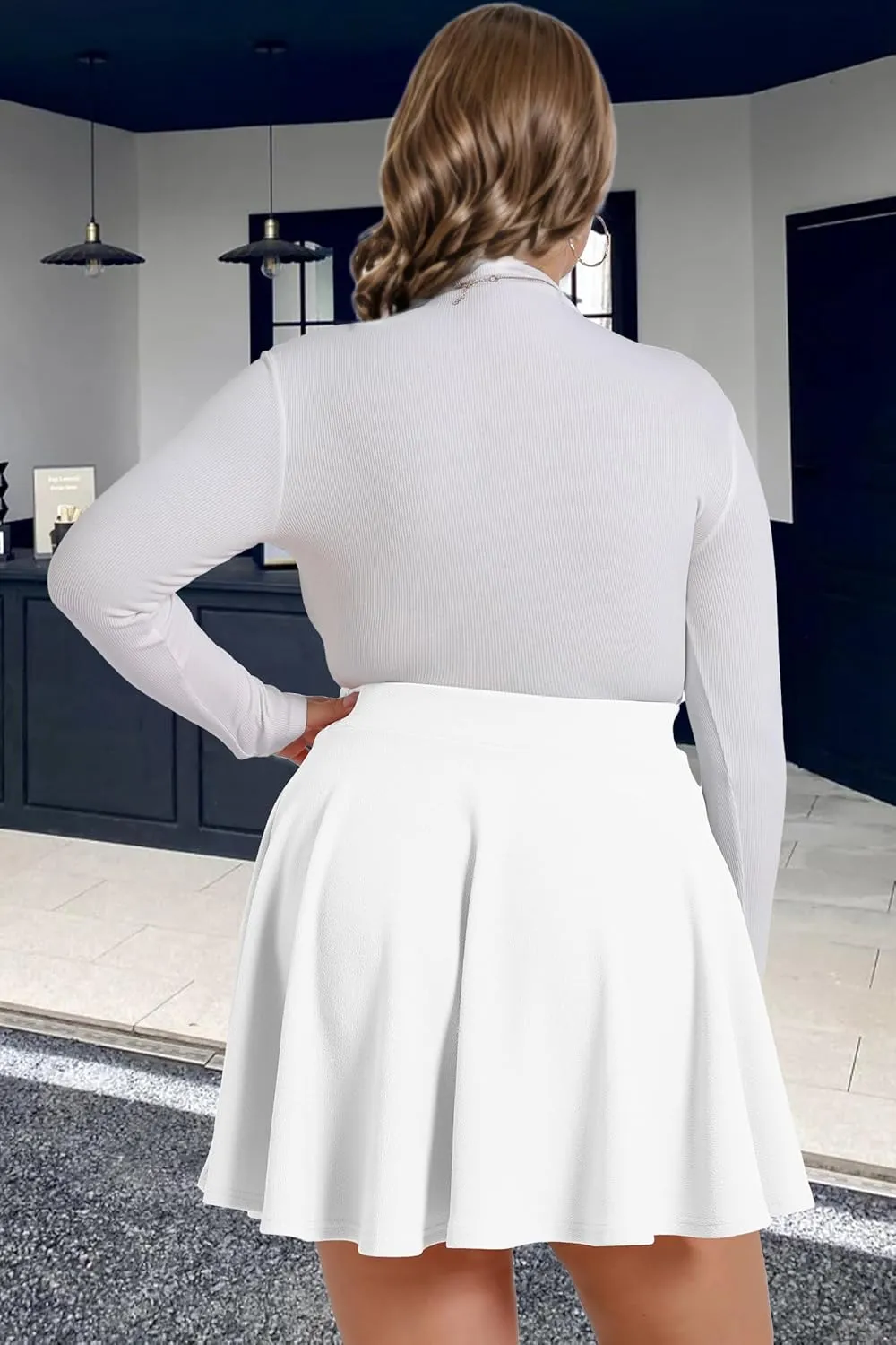 JOELLYUS Plus Size Skirts for Women Summer Pleated Mini Skirt Casual Flowy High Waisted Womens Short Skirts