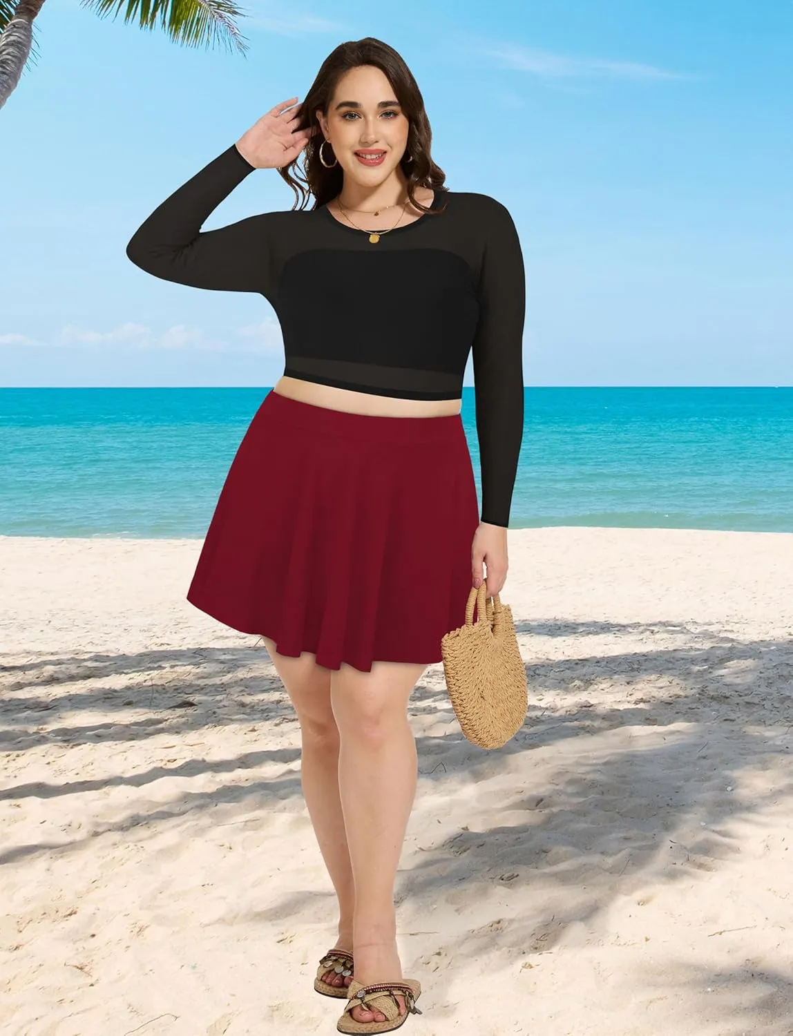 JOELLYUS Plus Size Skirts for Women Summer Pleated Mini Skirt Casual Flowy High Waisted Womens Short Skirts