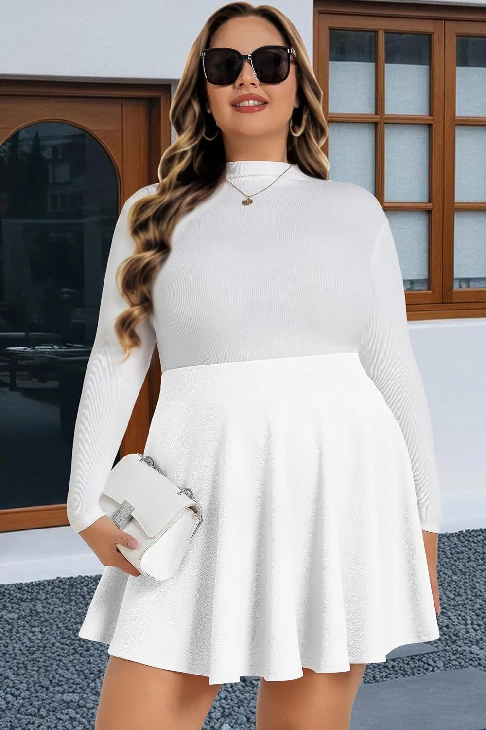 JOELLYUS Plus Size Skirts for Women Summer Pleated Mini Skirt Casual Flowy High Waisted Womens Short Skirts