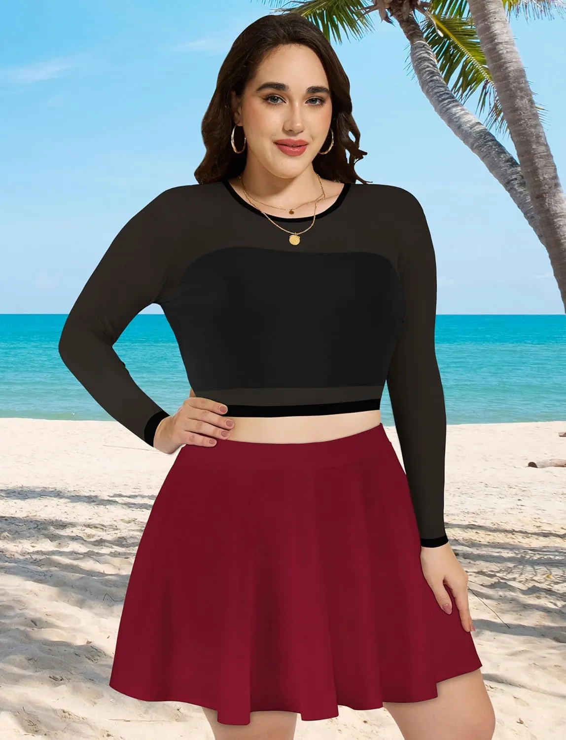 JOELLYUS Plus Size Skirts for Women Summer Pleated Mini Skirt Casual Flowy High Waisted Womens Short Skirts