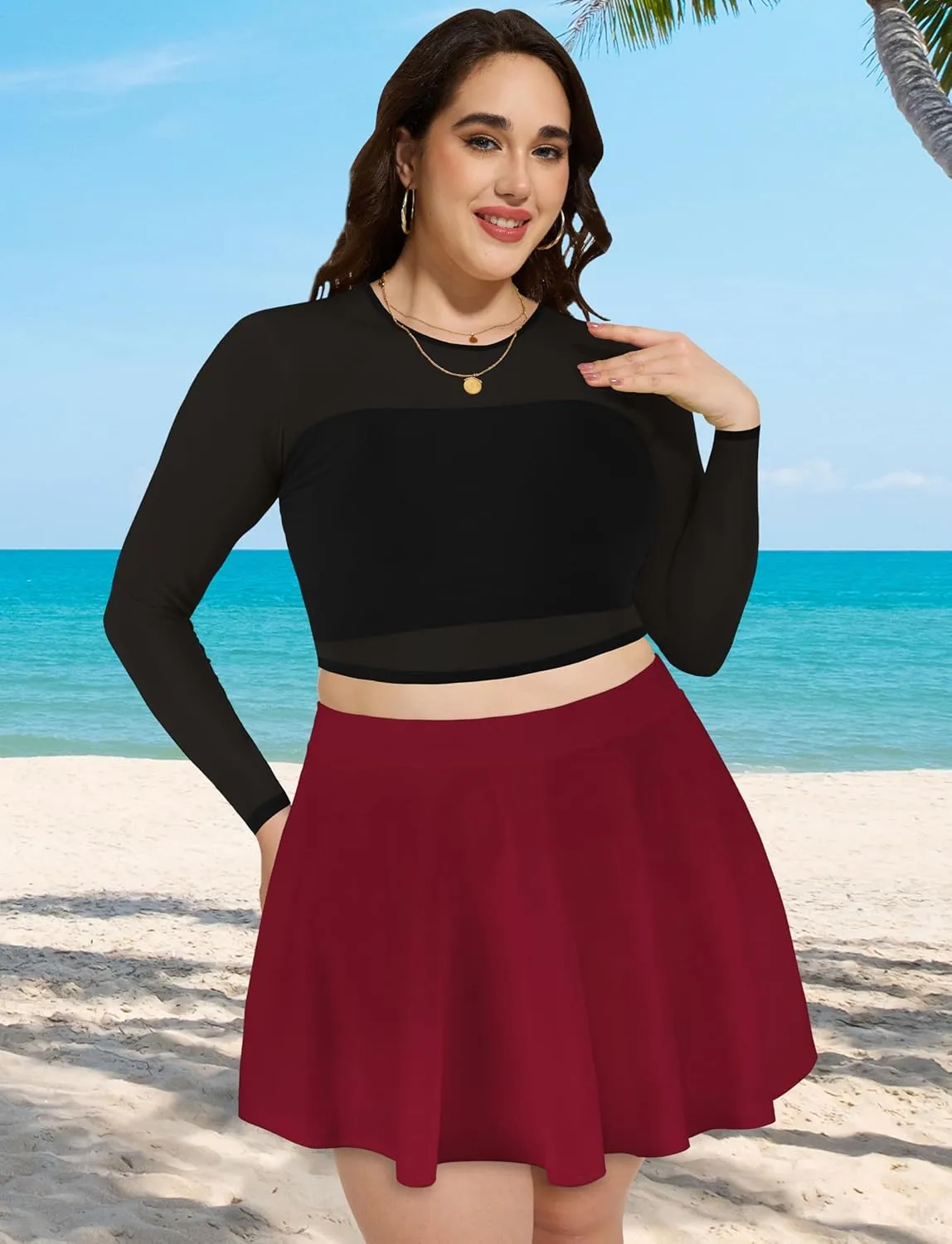 JOELLYUS Plus Size Skirts for Women Summer Pleated Mini Skirt Casual Flowy High Waisted Womens Short Skirts