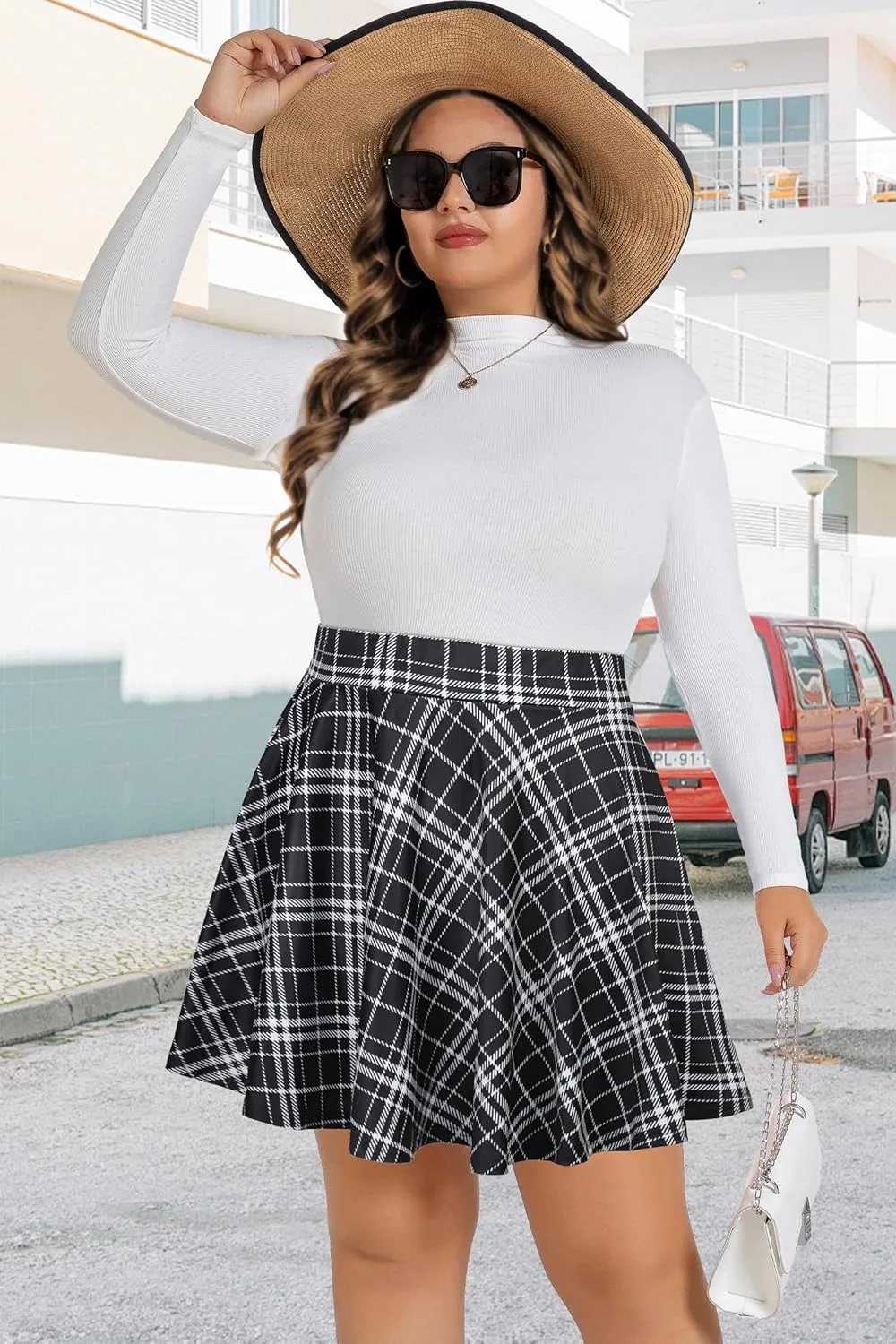 JOELLYUS Plus Size Skirts for Women Summer Pleated Mini Skirt Casual Flowy High Waisted Womens Short Skirts