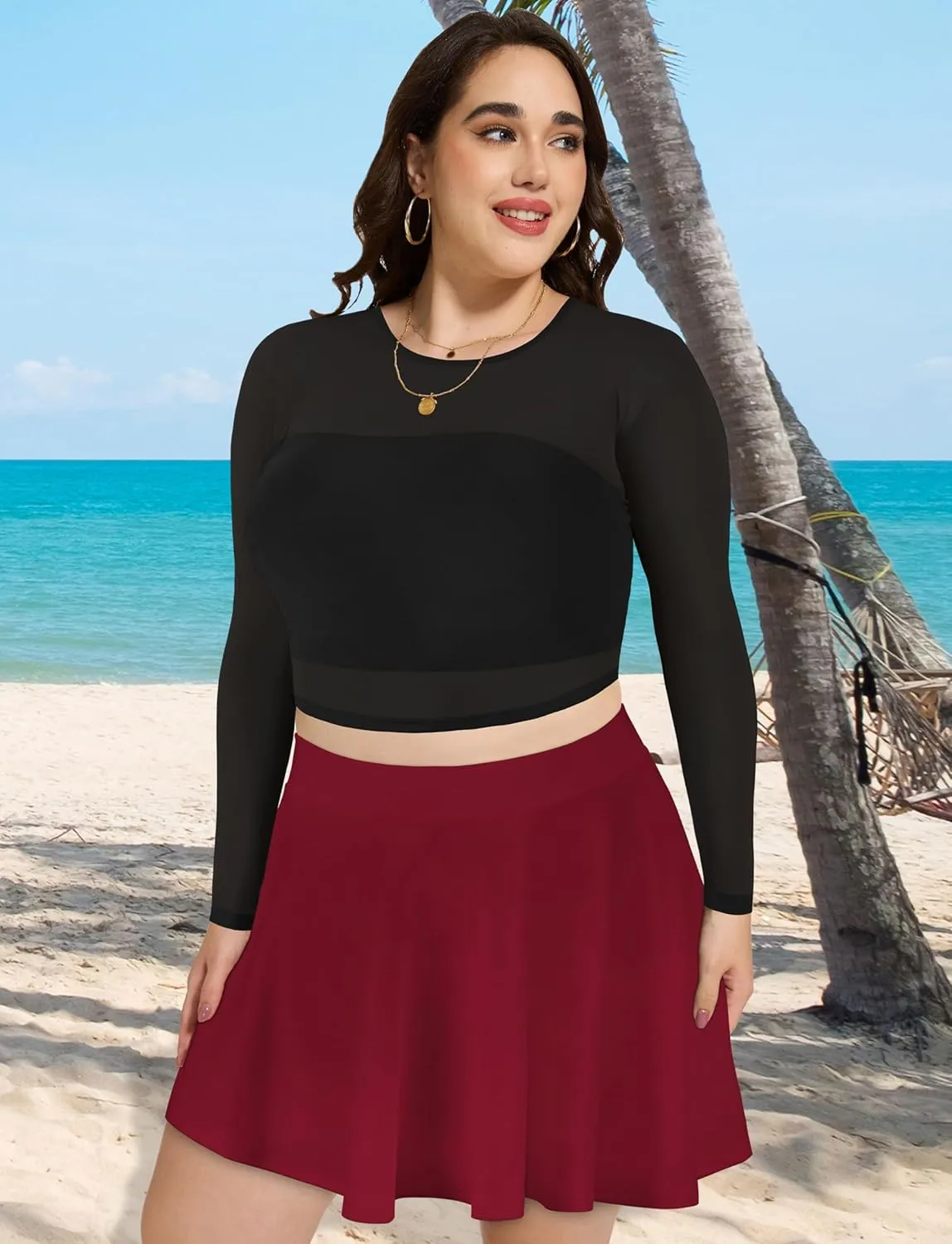 JOELLYUS Plus Size Skirts for Women Summer Pleated Mini Skirt Casual Flowy High Waisted Womens Short Skirts