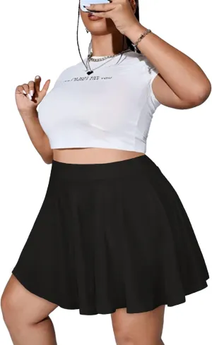JOELLYUS Plus Size Skirts for Women Summer Pleated Mini Skirt Casual Flowy High Waisted Womens Short Skirts