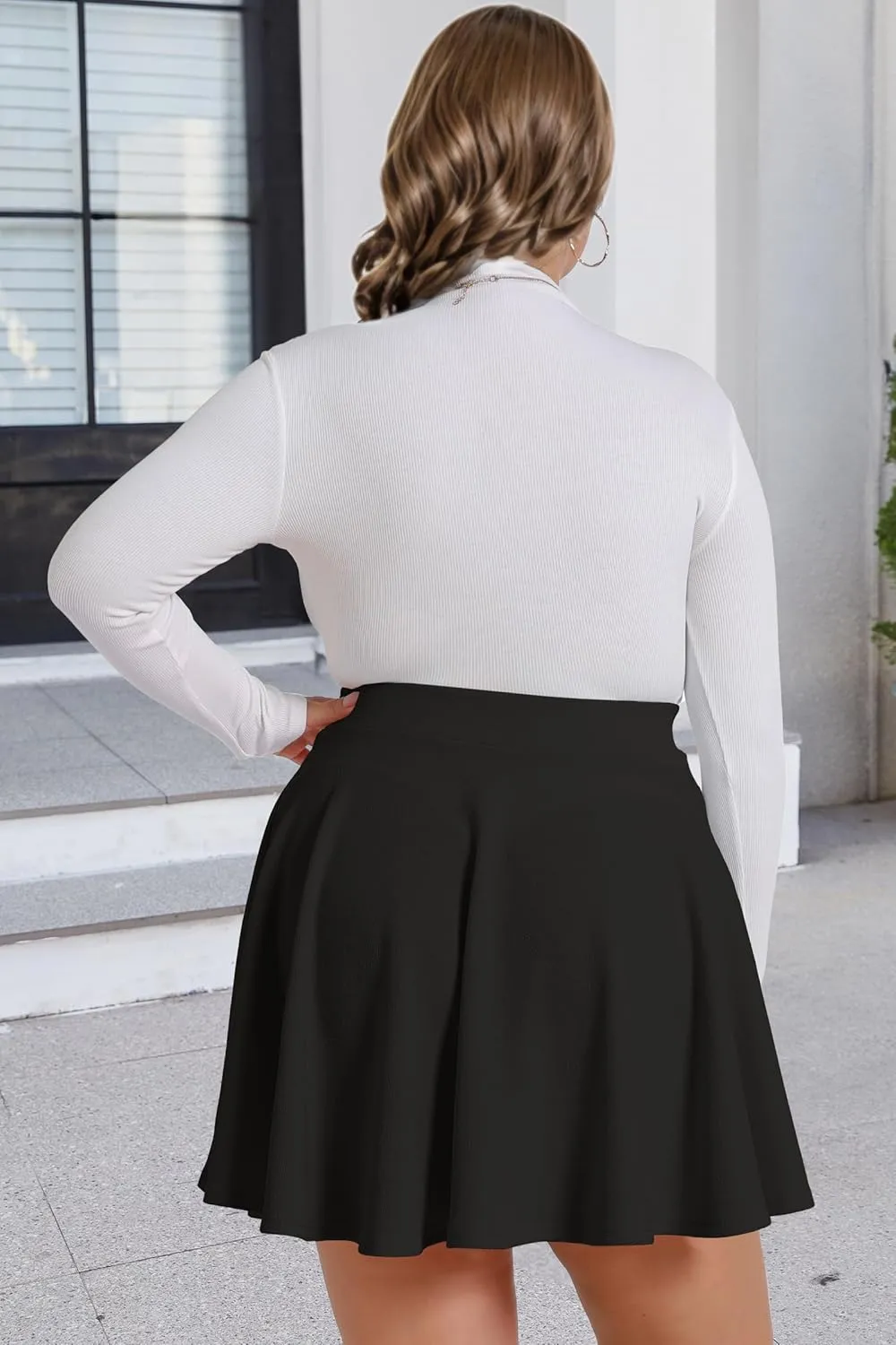 JOELLYUS Plus Size Skirts for Women Summer Pleated Mini Skirt Casual Flowy High Waisted Womens Short Skirts