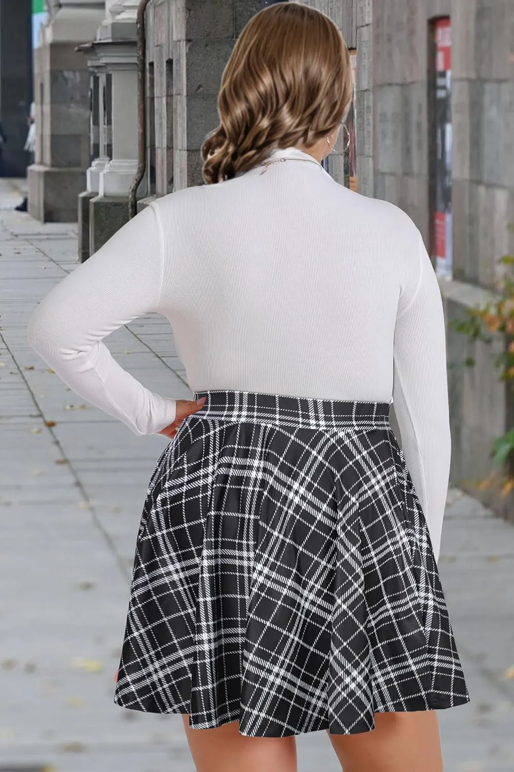 JOELLYUS Plus Size Skirts for Women Summer Pleated Mini Skirt Casual Flowy High Waisted Womens Short Skirts