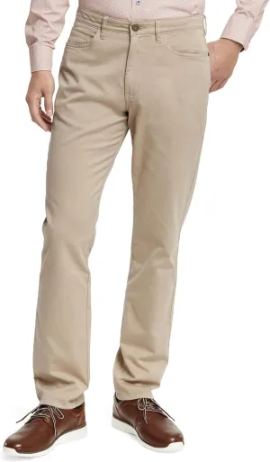 Johnston & Murphy Five-Pocket Casual Pants for Men  Slim Fit  Straight Leg  Five Pocket Construction  Blended Pima Cotton Khaki 38 32