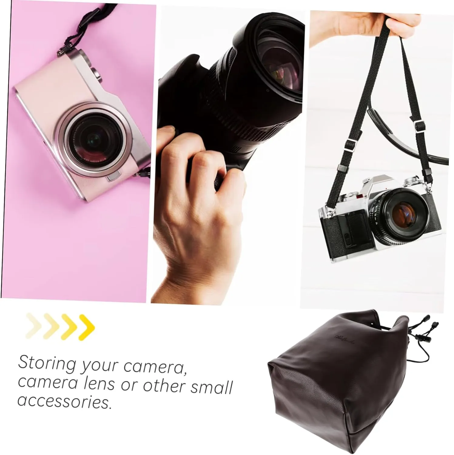 jojofuny Camera Protective Bag Storage Case Liner Compact Size for Dslr Lens Accessories Portable Black