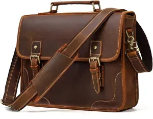 JTKDL Mens Messenger Bag Vintage Leather Briefcase Large Shoulder Bag Rugged Laptop Bag