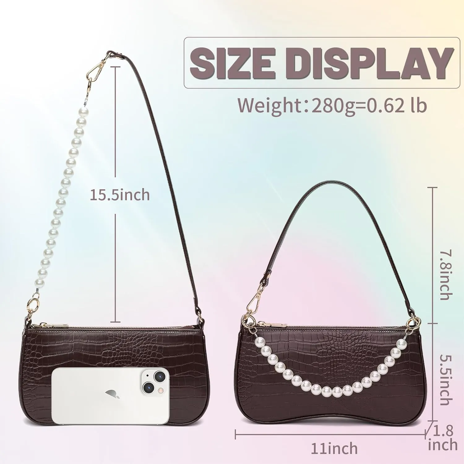 Keyli Small Shoulder Bag for Women Simple Leather Handbags Trendy Clutch Hobo Purse