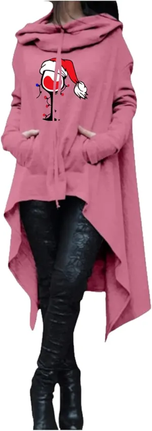 Kuluzego Womens Holiday Outfit Hoods Trench Outfits for Women Crew Neck Pleated Hooded Fall Winter Outfit 2025 T5