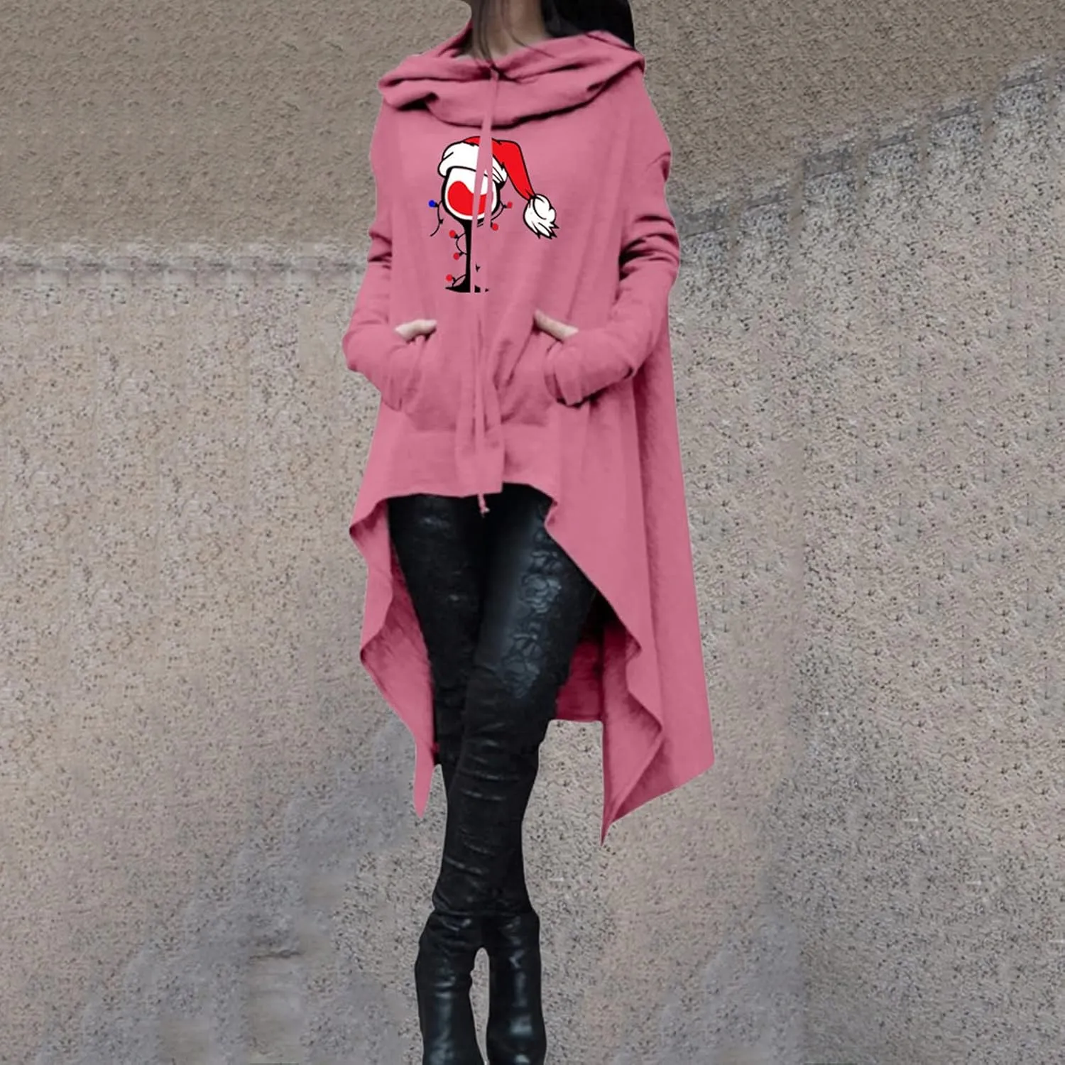 Kuluzego Womens Holiday Outfit Hoods Trench Outfits for Women Crew Neck Pleated Hooded Fall Winter Outfit 2025 T5