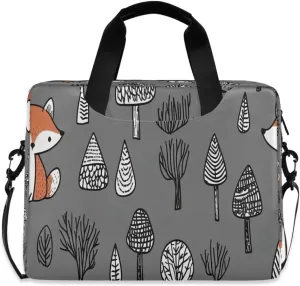 Laptop Bag, Briefcase, 15.7 inch, Hand-carry or Shoulder-strap, Waterproof and Durable, Doodle Cute Fox Pattern
