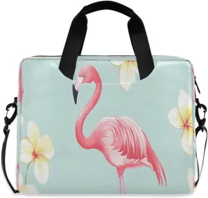 Laptop Bag, Briefcase, 15.7 inch, Hand-carry or Shoulder-strap, Waterproof and Durable, Doodle Flamingo and Floral Pattern