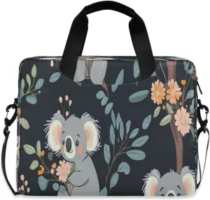 Laptop Bag, Briefcase, 15.7 inch, Hand-carry or Shoulder-strap, Waterproof and Durable, Doodle Koala and Floral Pattern