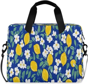 Laptop Bag, Briefcase, 15.7 inch, Hand-carry or Shoulder-strap, Waterproof and Durable, Doodle Lemon and Floral Pattern