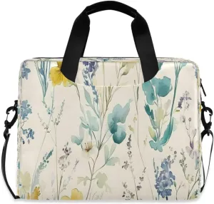 Laptop Bag, Briefcase, 15.7 inch, Hand-carry or Shoulder-strap, Waterproof and Durable, Watercolor Colorful Flower Pattern