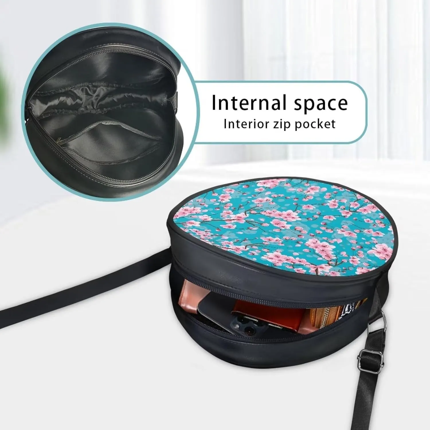 Leather Crossbody Bags for Women Girls Trendy Circle Cross Body Shoulder Bag Round Wallet