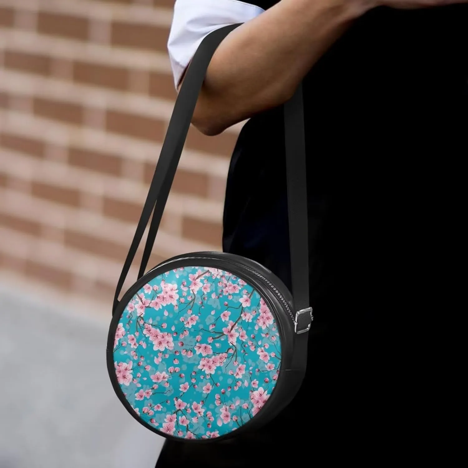 Leather Crossbody Bags for Women Girls Trendy Circle Cross Body Shoulder Bag Round Wallet
