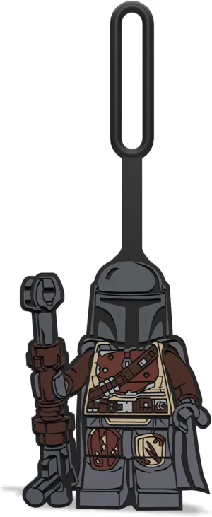 Lego Star Wars Silicone Luggage Tag - The Mandalorian (52922) writable Surface on Back for ID Identification, Measures 6.5 inches Long, for Travel, Suitcase, Backpack