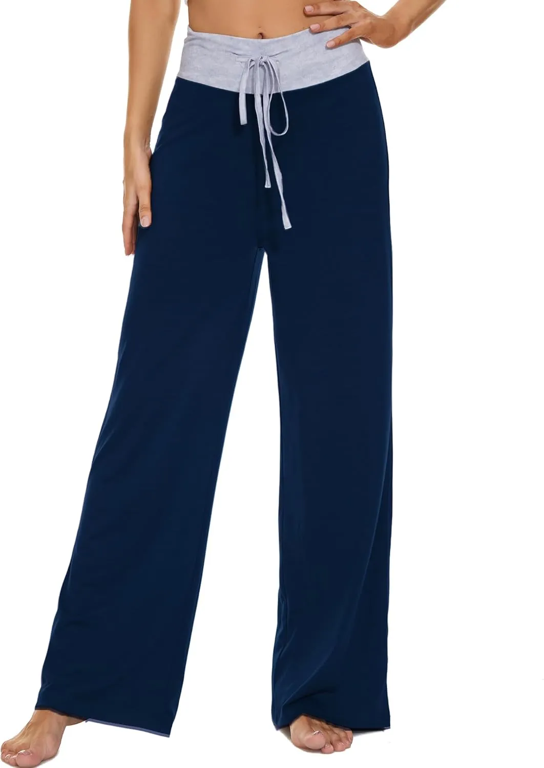 LOCUBE Women's Pajama Pants High Waist Wide Leg Sleep Bottoms with Drawstring & Pockets, Soft Stretchy Comfy Lounge Pants