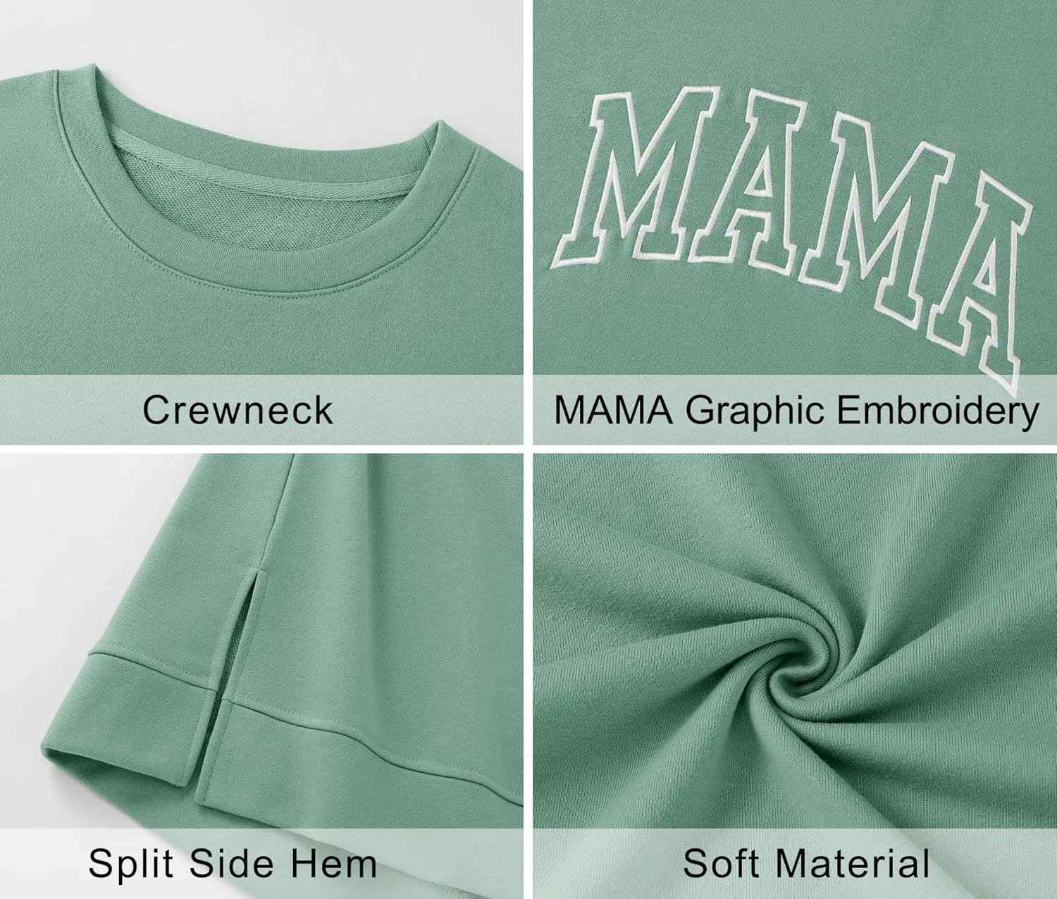 LOMON Long Sleeve Mama Shirts for Women Crewneck Oversized Tshirts Split Side Graphic Tees Fall Pullover Tops