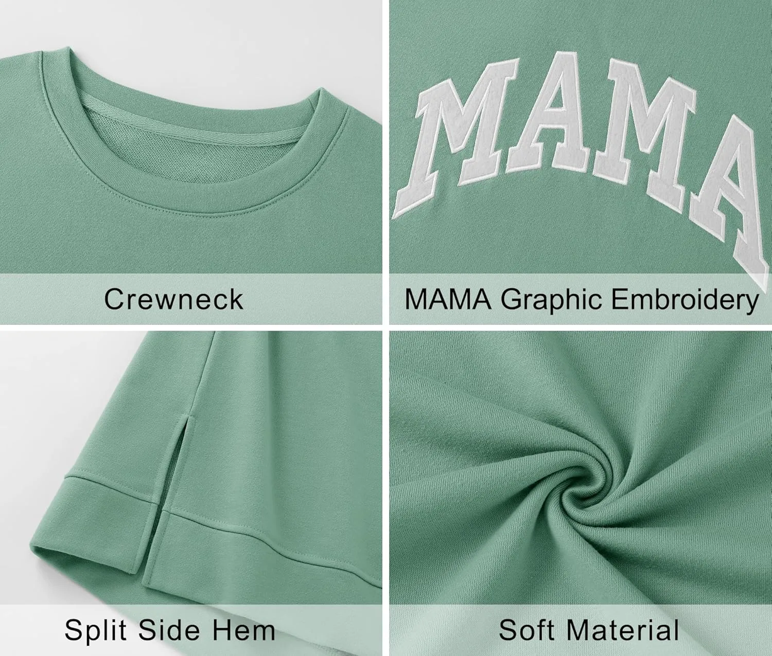 LOMON Long Sleeve Mama Shirts for Women Crewneck Oversized Tshirts Split Side Graphic Tees Fall Pullover Tops