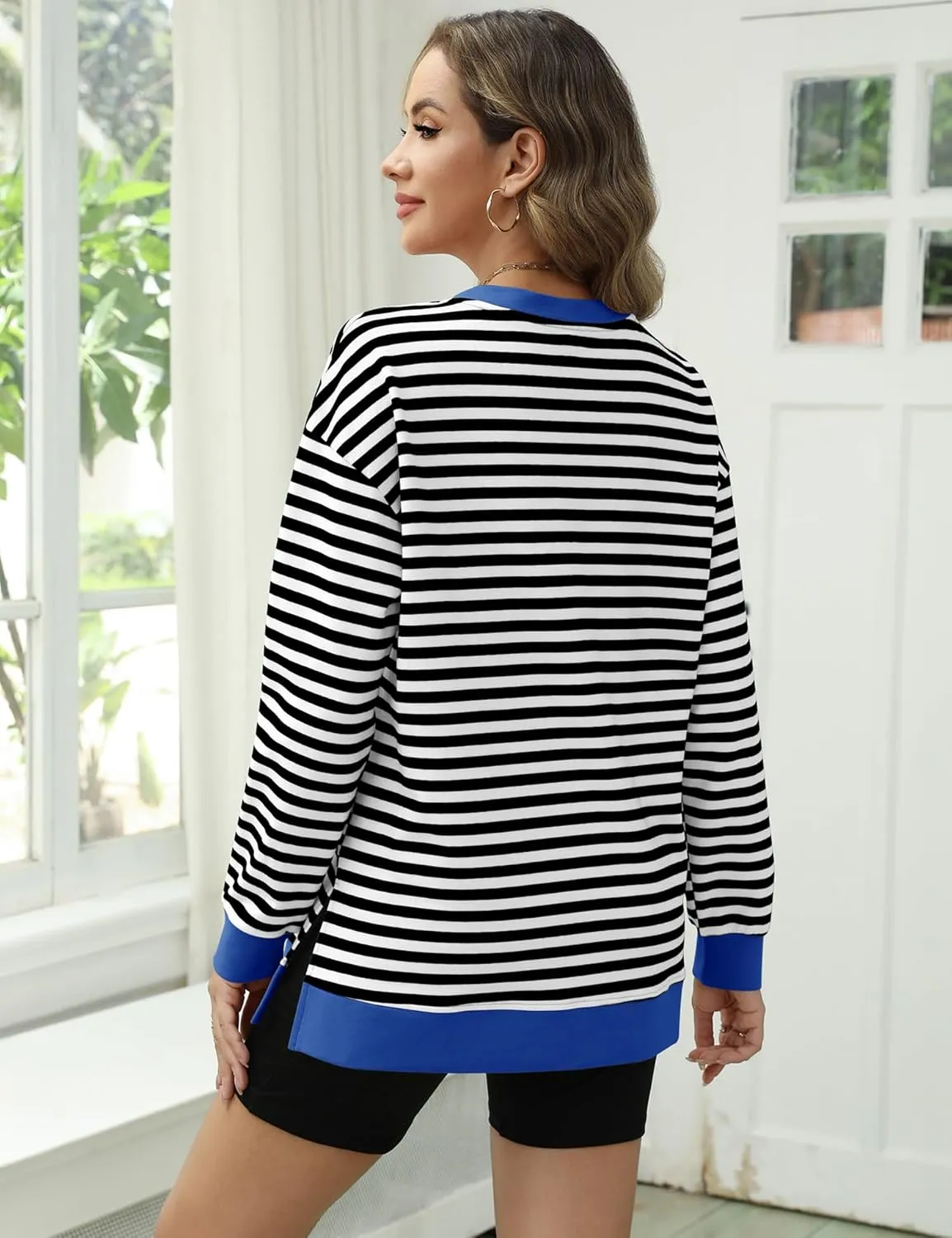 LOMON Long Sleeve Mama Shirts for Women Crewneck Oversized Tshirts Split Side Graphic Tees Fall Pullover Tops