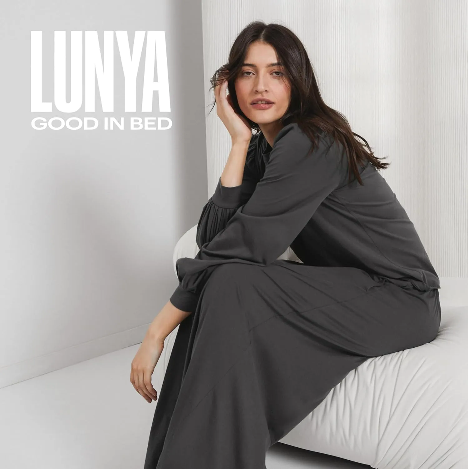 Lunya Organic Pima Wide Leg Cotton Pants for Women - Organic Cotton Palazzo Pants - High Rise Waistband - Relaxed Lounge Wear