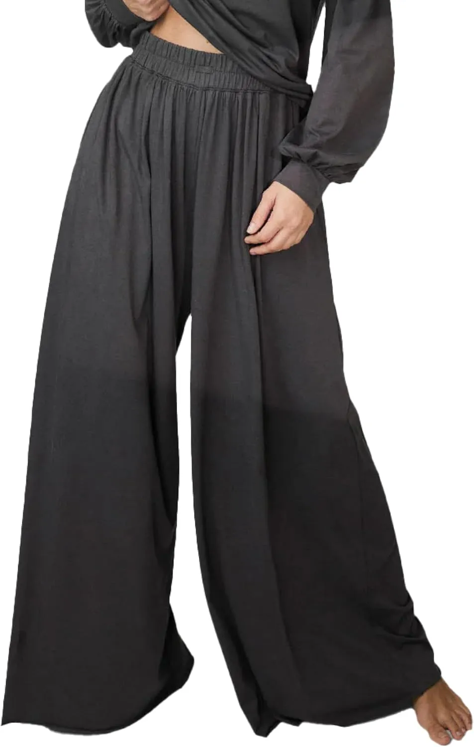 Lunya Organic Pima Wide Leg Cotton Pants for Women - Organic Cotton Palazzo Pants - High Rise Waistband - Relaxed Lounge Wear