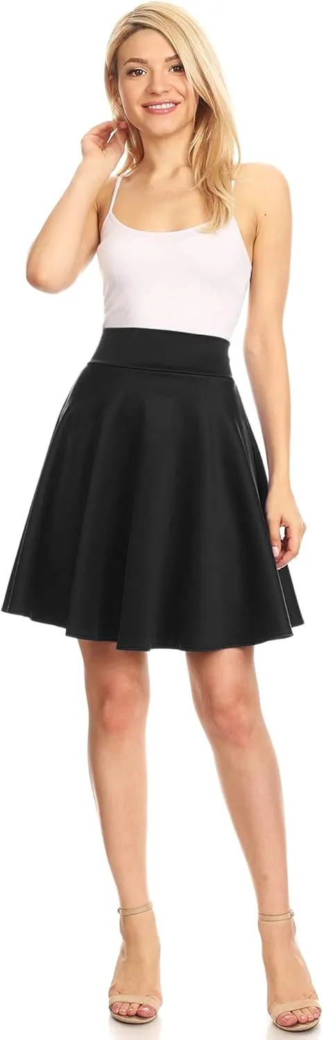 Made By Johnny Women's Basic Versatile Stretchy Flared Casual Mini Skater Skirt XS-3XL Plus Size