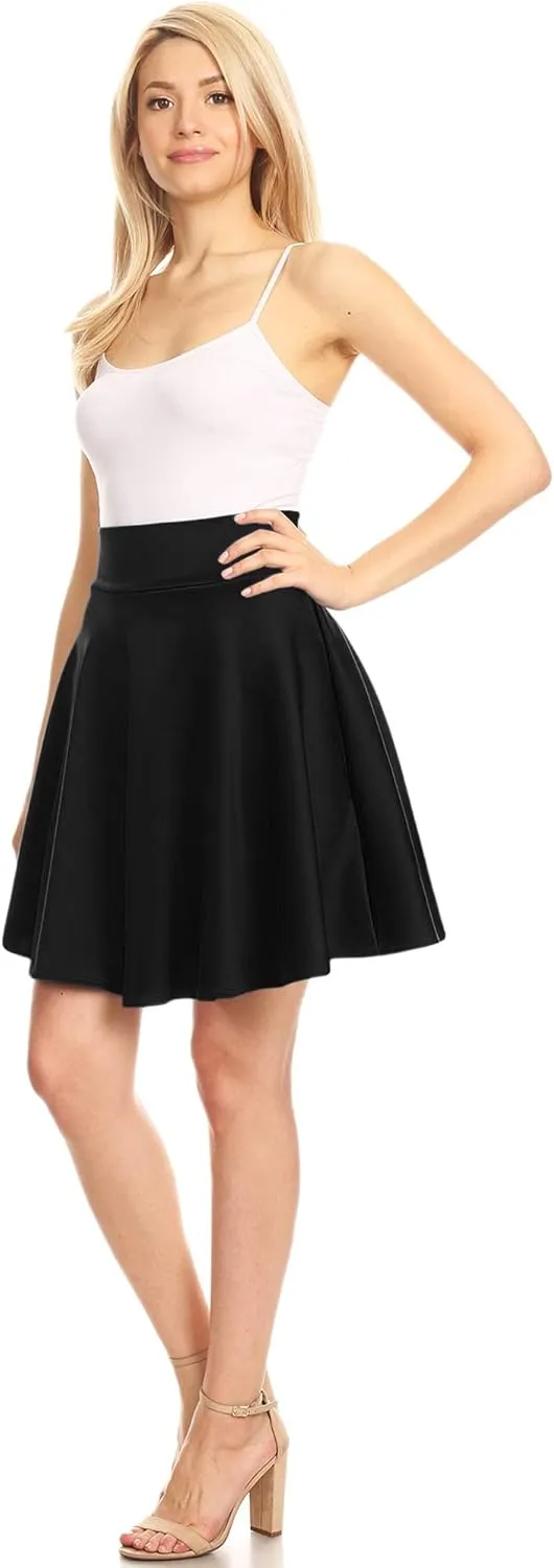 Made By Johnny Women's Basic Versatile Stretchy Flared Casual Mini Skater Skirt XS-3XL Plus Size