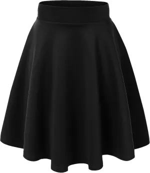 Made By Johnny Women's Basic Versatile Stretchy Flared Casual Mini Skater Skirt XS-3XL Plus Size