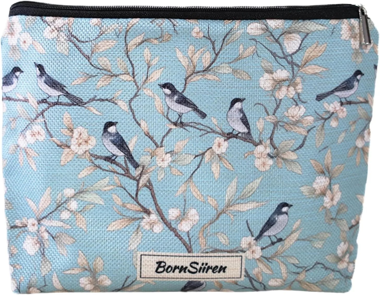 Makeup Bag Blue Magpie Bird Cosmetic Bag for Women Coquette Aesthetic Toiletry Bag Pouch Organizer Travel Accessories Storage with Lining