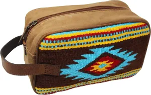Men Women Western Woven Genuine Leather Toiletry Dopp Kit Cosmetic Travel Bag 18SKTWoolDopp