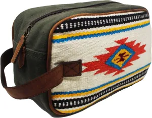 Men Women Western Woven Genuine Leather Toiletry Dopp Kit Cosmetic Travel Bag 18SKTWoolDopp