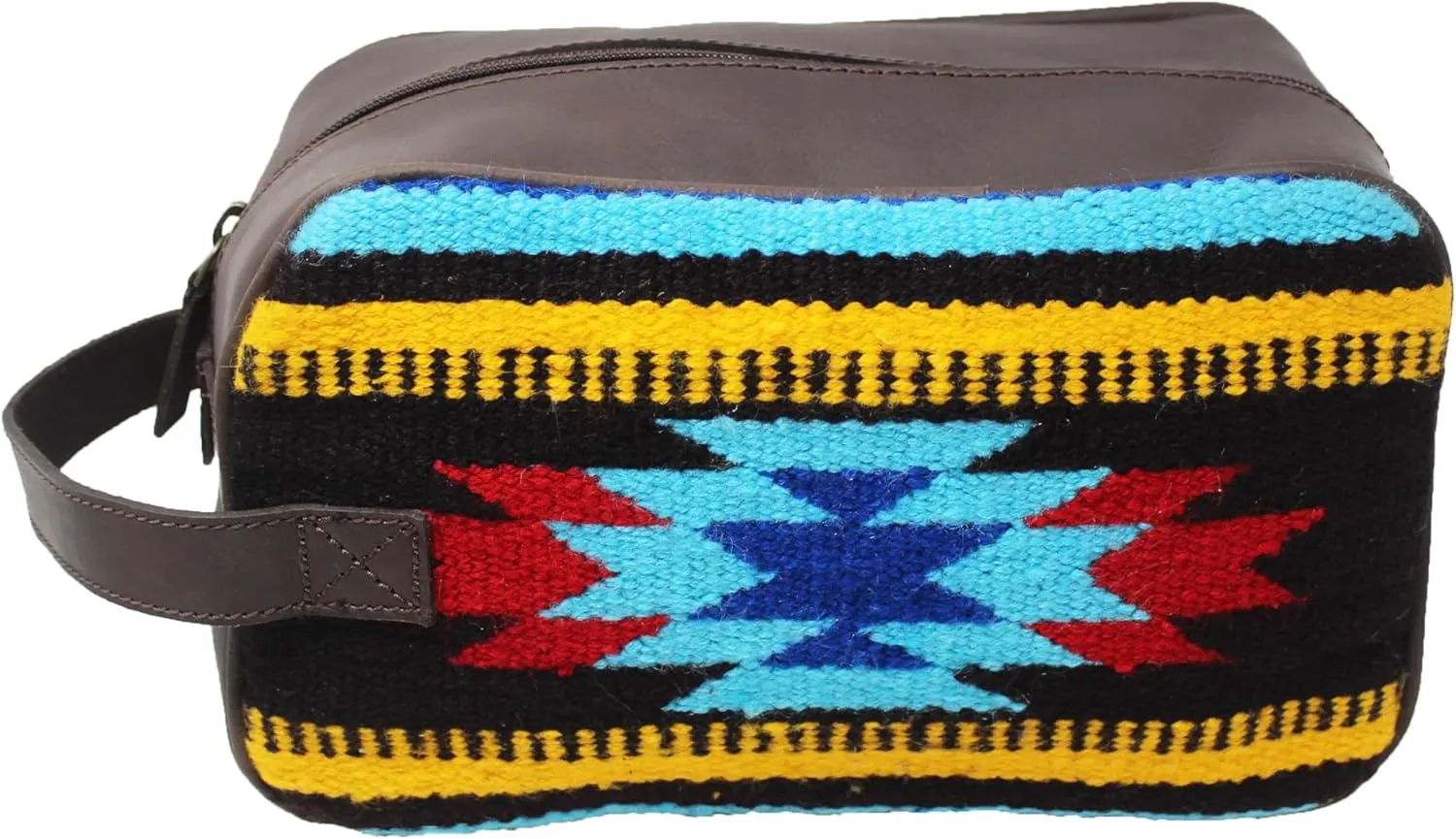 Men Women Western Woven Genuine Leather Toiletry Dopp Kit Cosmetic Travel Bag 18SKTWoolDopp