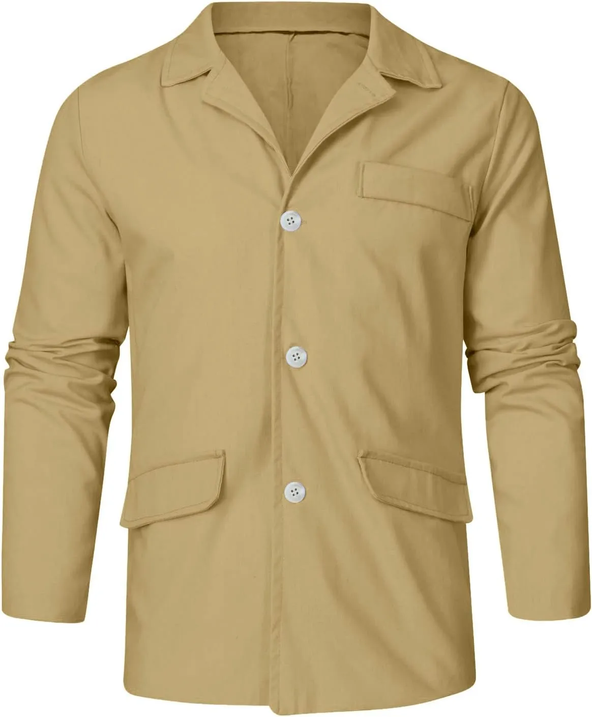 Men's Casual Blazer Jackets Cotton Linen Lightweight Sports Coats Relaxed Fit Single Breasted Summer Lapel Suit Outwear