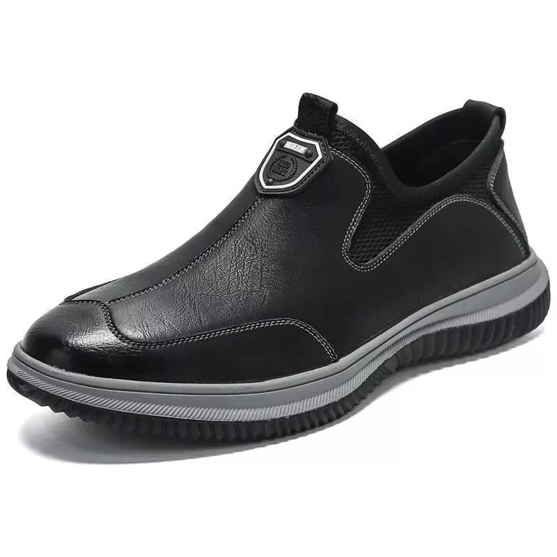 Men's Casual Leather Loafers Comfort Outdoor Shoes Non-slip Slip-ons Lightweight    S250012