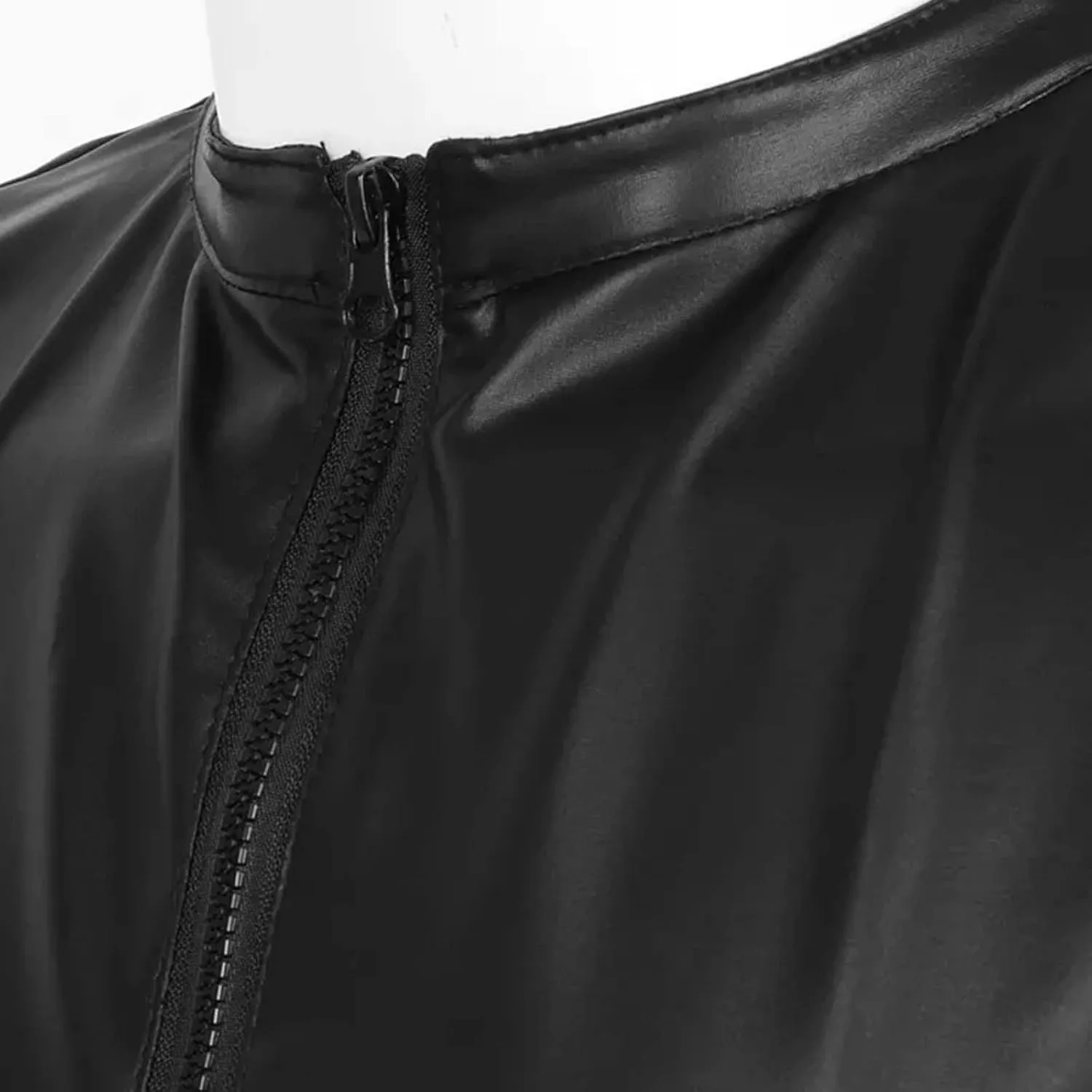 Mens Fashion Casual Solid Color Leather Sexy Coat Sexy Leather Coat Clothes Vest Mesh Lingerie