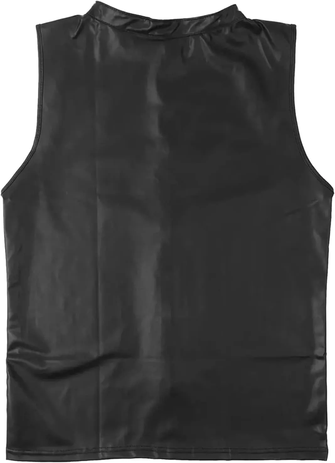Mens Fashion Casual Solid Color Leather Sexy Coat Sexy Leather Coat Clothes Vest Mesh Lingerie